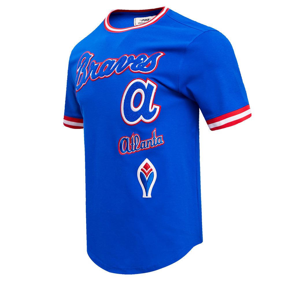 MLB ATLANTA BRAVES RETRO CLASSIC HAUT POUR HOMME (BLEU ROYAL/ROUGE)