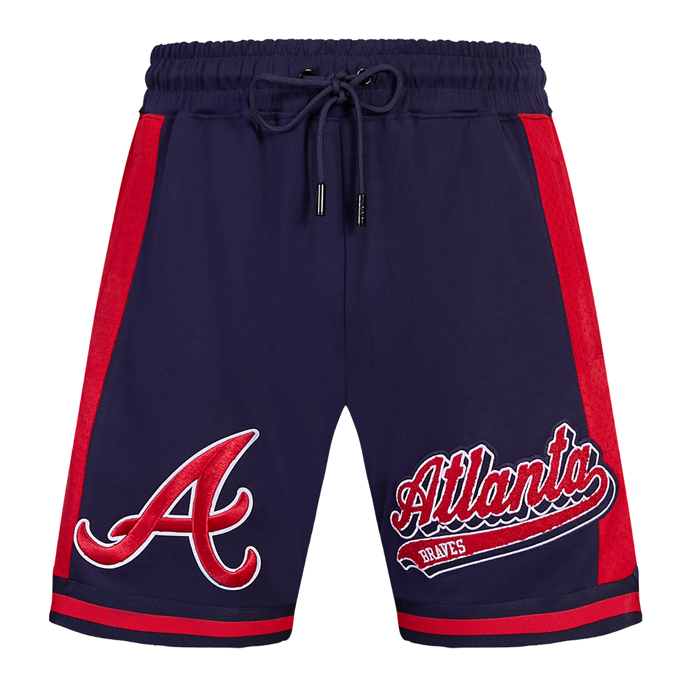 MLB ATLANTA BRAVES SCRIPT TAIL SHORT EN MAILLE DOUBLE 2.0 POUR HOMME (MARINE MINUIT/ROUGE/MARINE MINUIT)