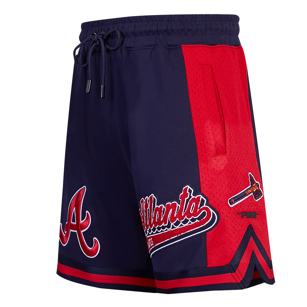 MLB ATLANTA BRAVES SCRIPT TAIL SHORT EN MAILLE DOUBLE 2.0 POUR HOMME (MARINE MINUIT/ROUGE/MARINE MINUIT)