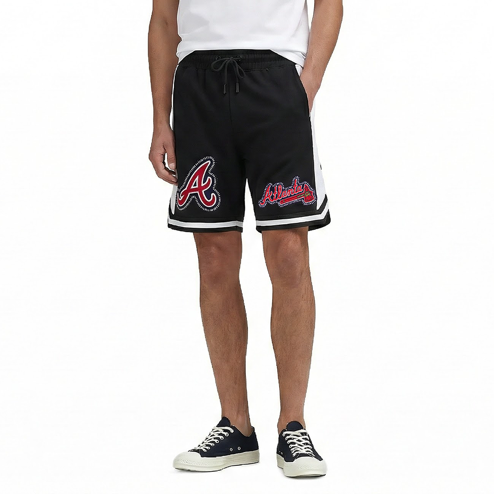 MLB ATLANTA BRAVES DIY PICK STITCH SHORT EN MAILLE DOUBLE 2.0 POUR HOMME (NOIR)