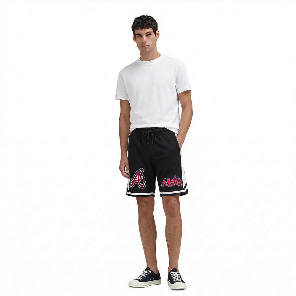 MLB ATLANTA BRAVES DIY PICK STITCH SHORT EN MAILLE DOUBLE 2.0 POUR HOMME (NOIR)