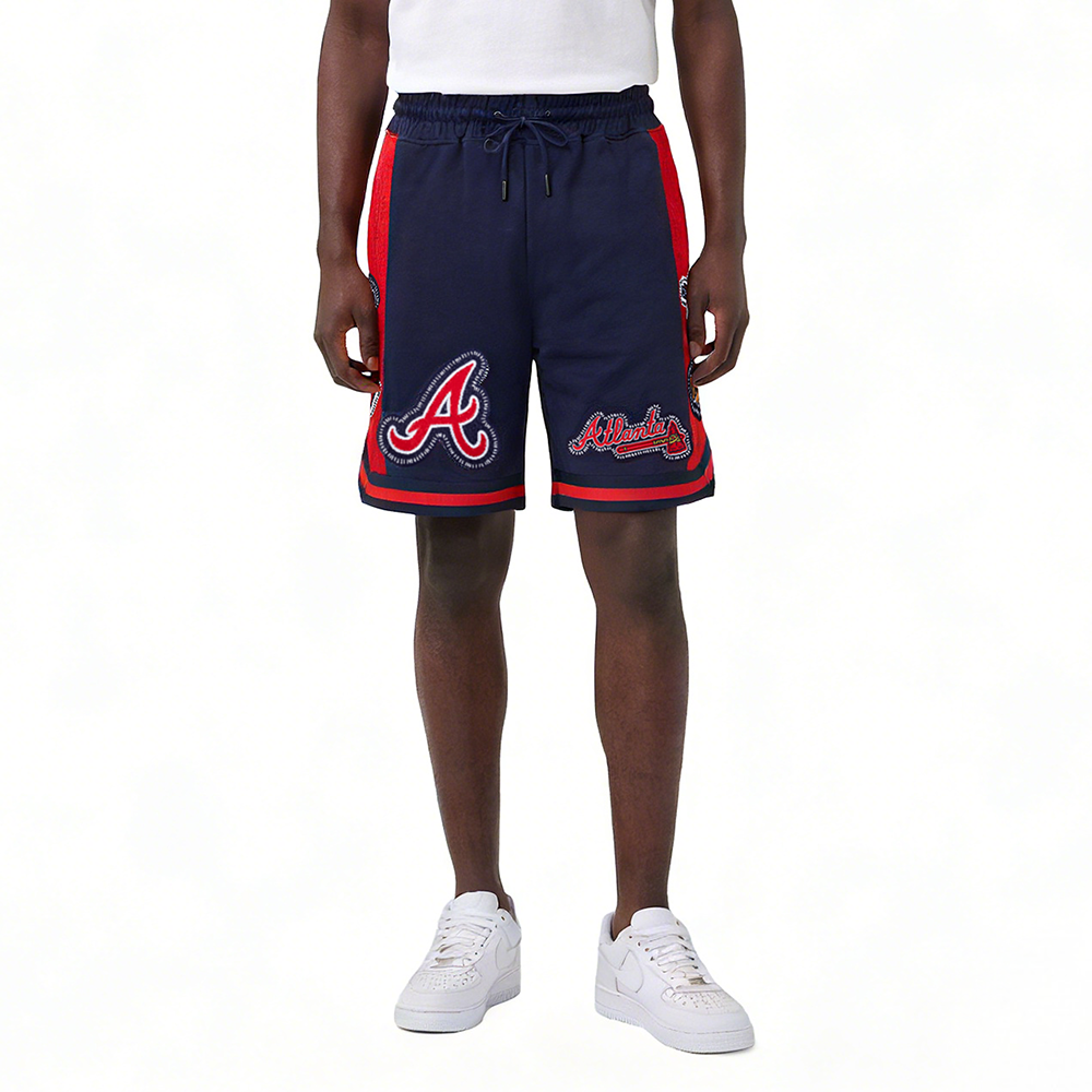 MLB ATLANTA BRAVES DIY PICK STITCH SHORT EN MAILLE DOUBLE 2.0 POUR HOMME (MARINE MINUIT/ROUGE/MARINE MINUIT)