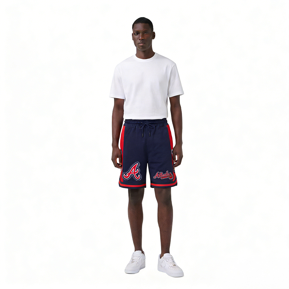 MLB ATLANTA BRAVES DIY PICK STITCH SHORT EN MAILLE DOUBLE 2.0 POUR HOMME (MARINE MINUIT/ROUGE/MARINE MINUIT)