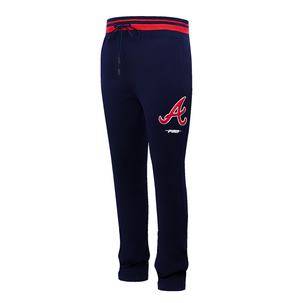 MLB ATLANTA BRAVES SCRIPT TAIL MEN'S RIB FLC SWEATPANT (MIDNIGHT NAVY/RED/MIDNIGHT NAVY)
