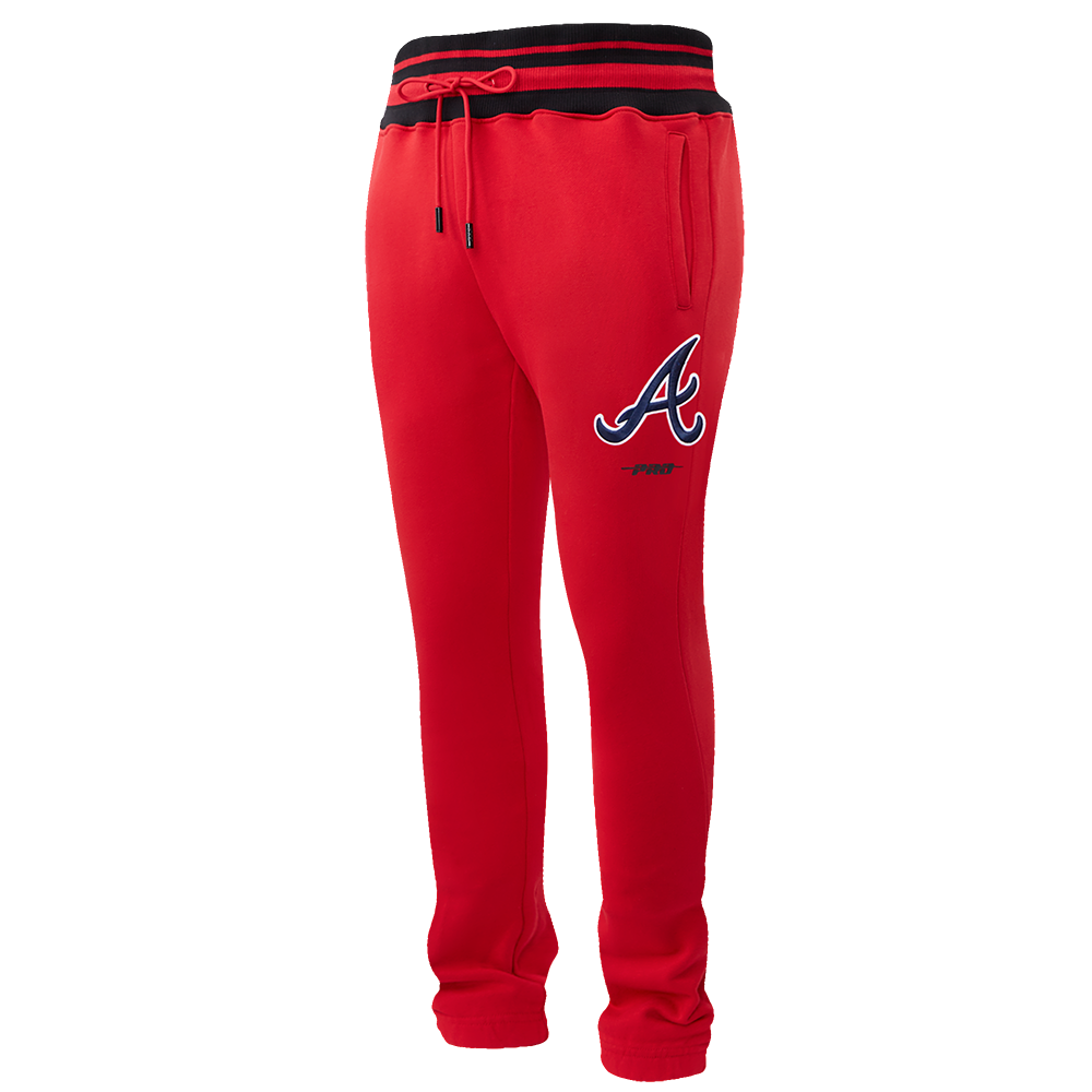 MLB ATLANTA BRAVES SCRIPT TAIL MEN'S RIB FLC SWEATPANT (RED/MIDNIGHT NAVY/RED)
