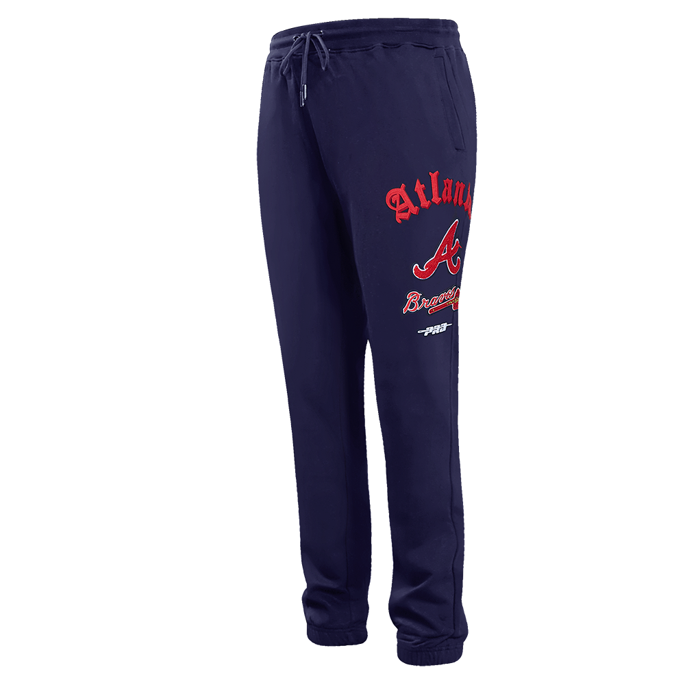 MLB ATLANTA BRAVES OLD ENGLISH PANTALON OUATÉ EN MOLLETON POUR HOMME (MARINE MINUIT)