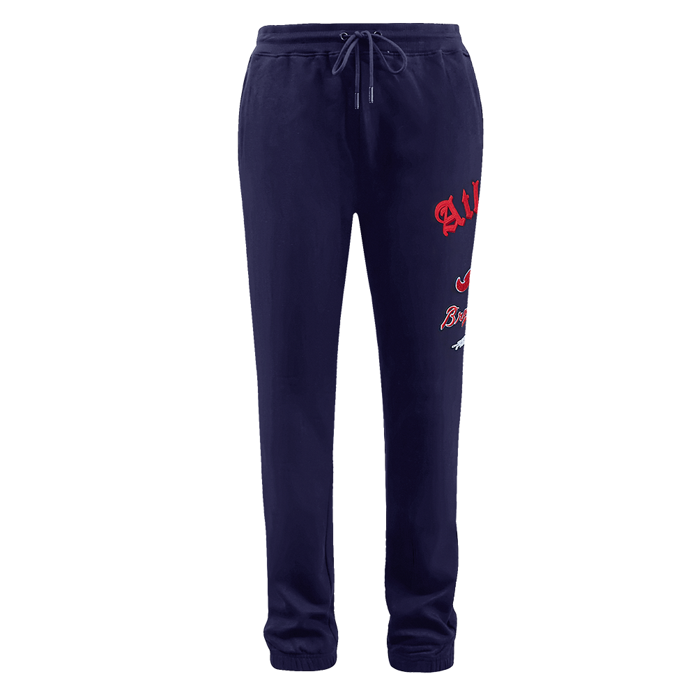 MLB ATLANTA BRAVES OLD ENGLISH PANTALON OUATÉ EN MOLLETON POUR HOMME (MARINE MINUIT)