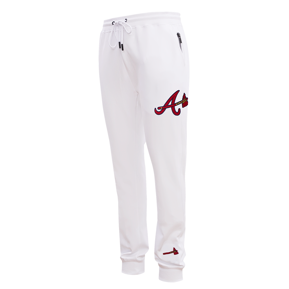 MLB ATLANTA BRAVES CLASSIC CHENILLE PANTALON JOGGER POUR HOMME (BLANC)