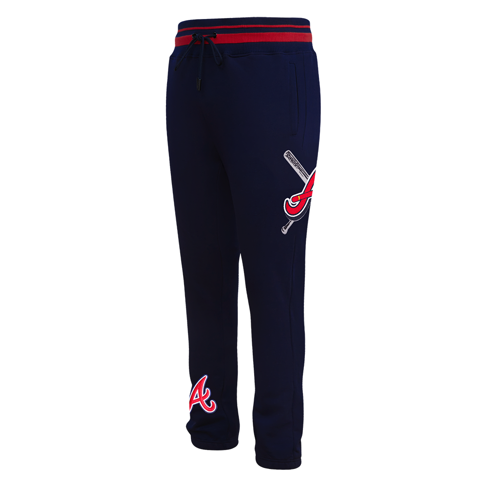 MLB ATLANTA BRAVES MASH UP PANTALON OUATÉ EN MOLLETON CÔTELÉ POUR HOMME (MARINE MINUIT/ROUGE/MARINE MINUIT)