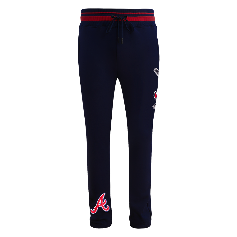 MLB ATLANTA BRAVES MASH UP PANTALON OUATÉ EN MOLLETON CÔTELÉ POUR HOMME (MARINE MINUIT/ROUGE/MARINE MINUIT)