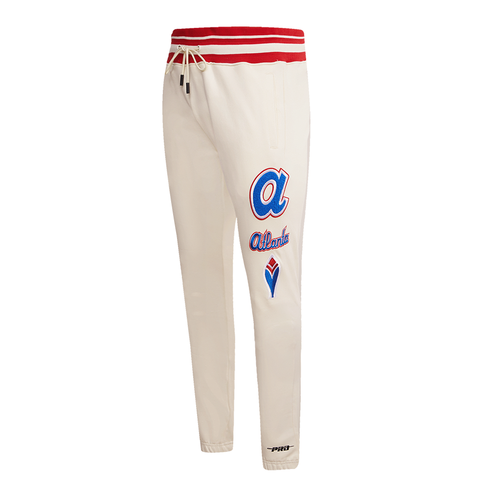 MLB ATLANTA BRAVES RETRO CLASSIC PANTALON OUATÉ POUR HOMME (COQUILLE D'ŒUF/ROUGE)