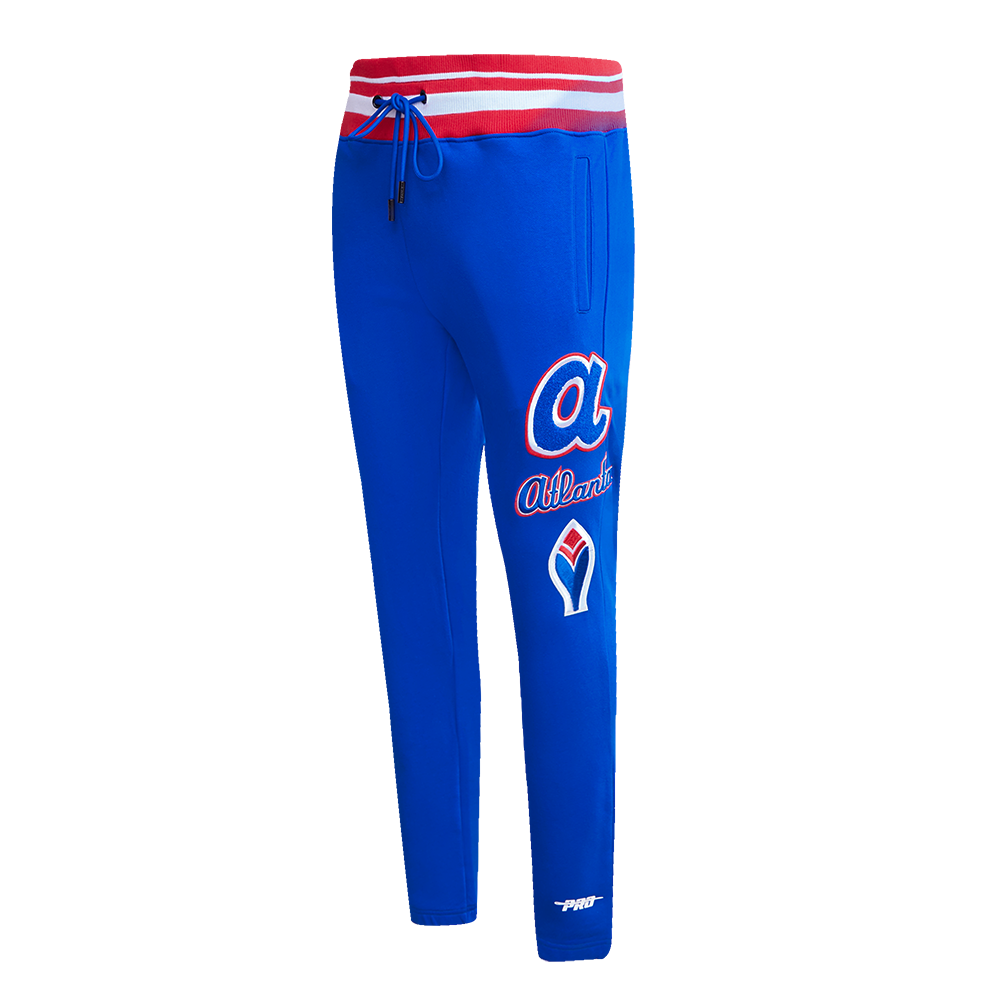 MLB ATLANTA BRAVES RETRO CLASSIC PANTALON OUATÉ POUR HOMME (BLEU ROYAL/ROUGE)
