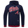 MLB ATLANTA BRAVES SCRIPT TAIL MEN'S RIB FLC PO HOODIE (MIDNIGHT NAVY/RED/MIDNIGHT NAVY)