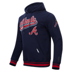 MLB ATLANTA BRAVES SCRIPT TAIL MEN'S RIB FLC PO HOODIE (MIDNIGHT NAVY/RED/MIDNIGHT NAVY)