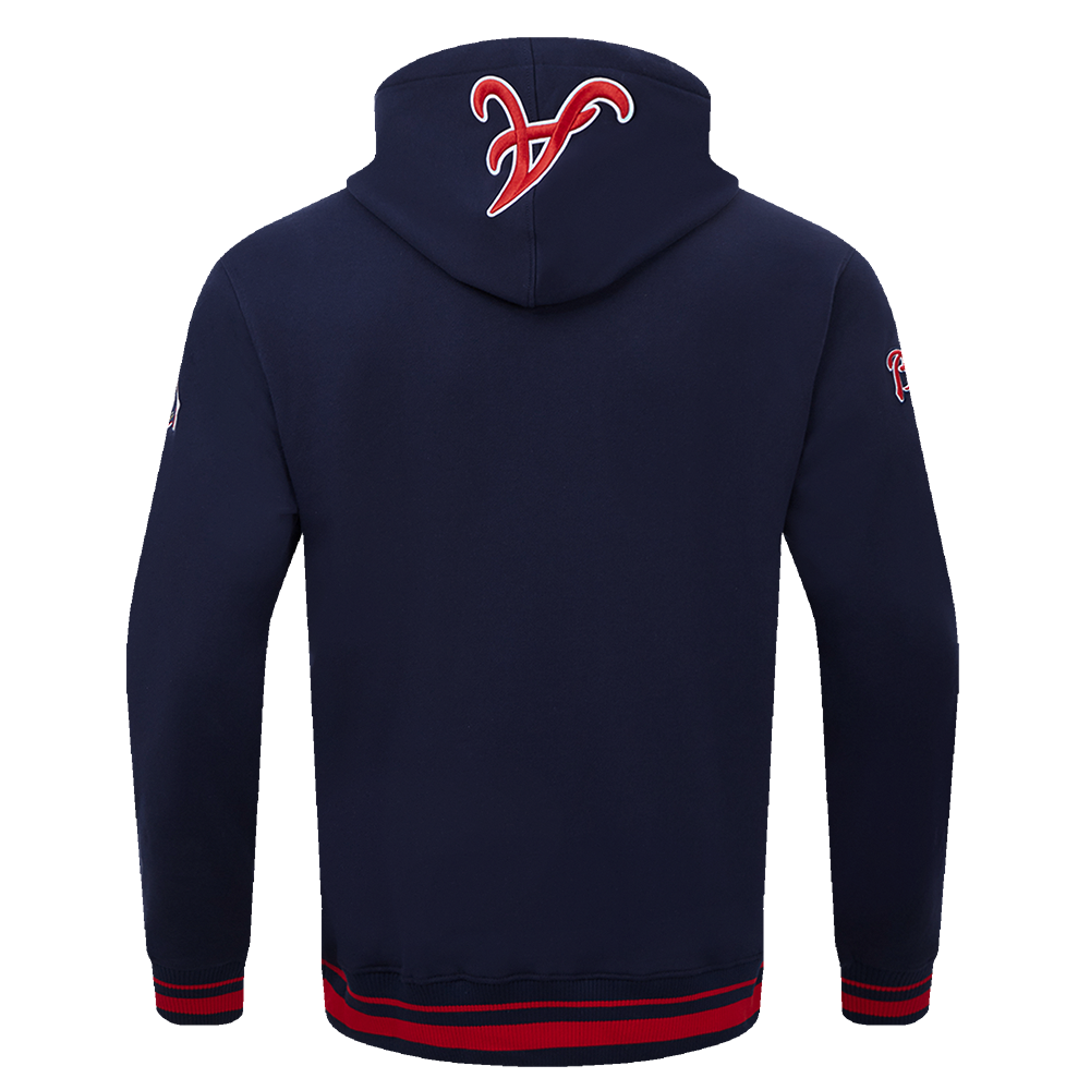 MLB ATLANTA BRAVES SCRIPT TAIL MEN'S RIB FLC PO HOODIE (MIDNIGHT NAVY/RED/MIDNIGHT NAVY)