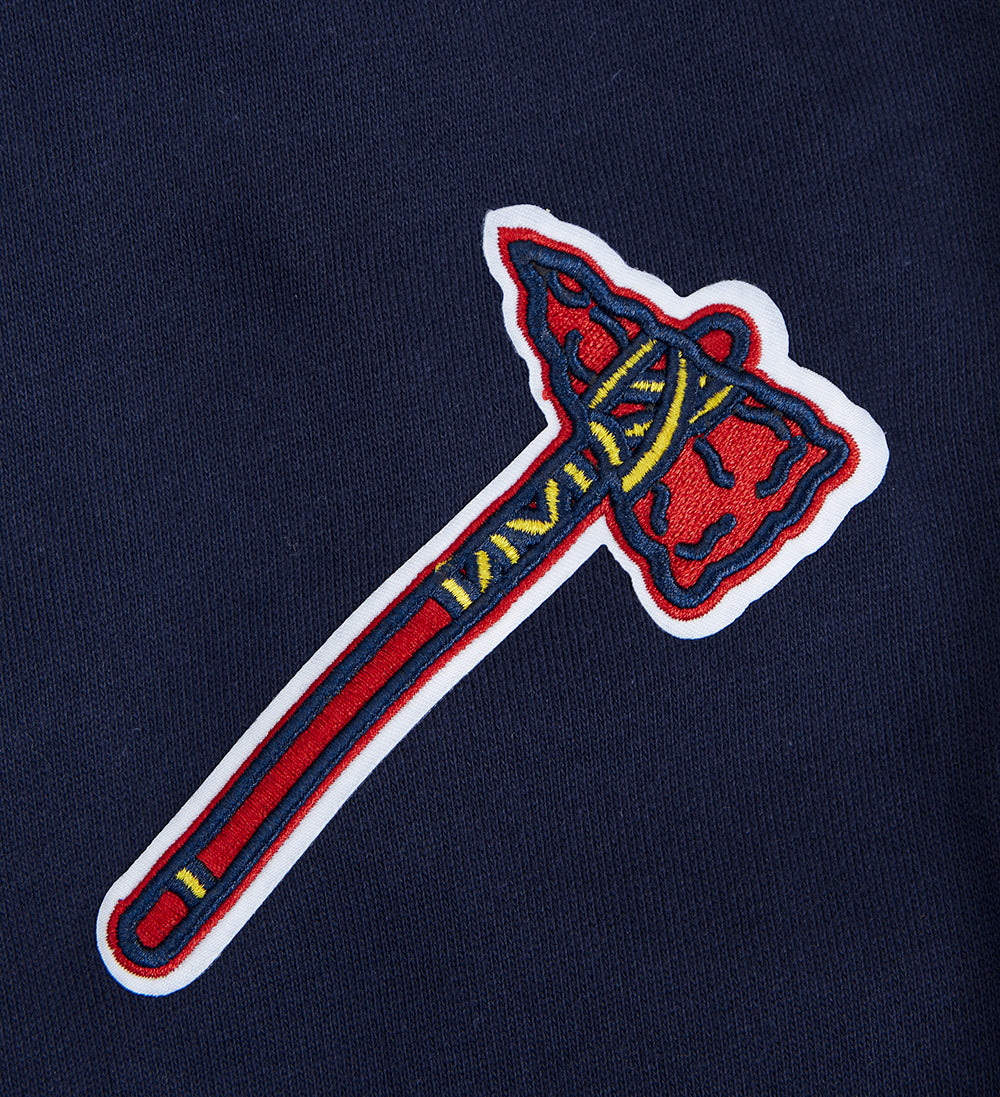 MLB ATLANTA BRAVES SCRIPT TAIL MEN'S RIB FLC PO HOODIE (MIDNIGHT NAVY/RED/MIDNIGHT NAVY)