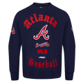MLB ATLANTA BRAVES OLD ENGLISH CHANDAIL À COL ROND EN MOLLETON POUR HOMME (MARINE MINUIT)
