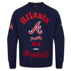 MLB ATLANTA BRAVES OLD ENGLISH CHANDAIL À COL ROND EN MOLLETON POUR HOMME (MARINE MINUIT)