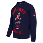 MLB ATLANTA BRAVES OLD ENGLISH CHANDAIL À COL ROND EN MOLLETON POUR HOMME (MARINE MINUIT)