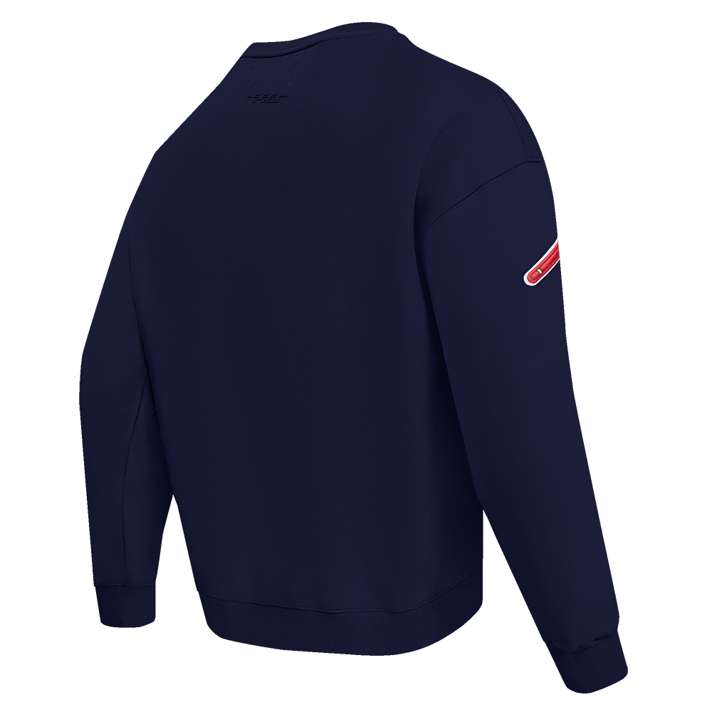 MLB ATLANTA BRAVES OLD ENGLISH CHANDAIL À COL ROND EN MOLLETON POUR HOMME (MARINE MINUIT)