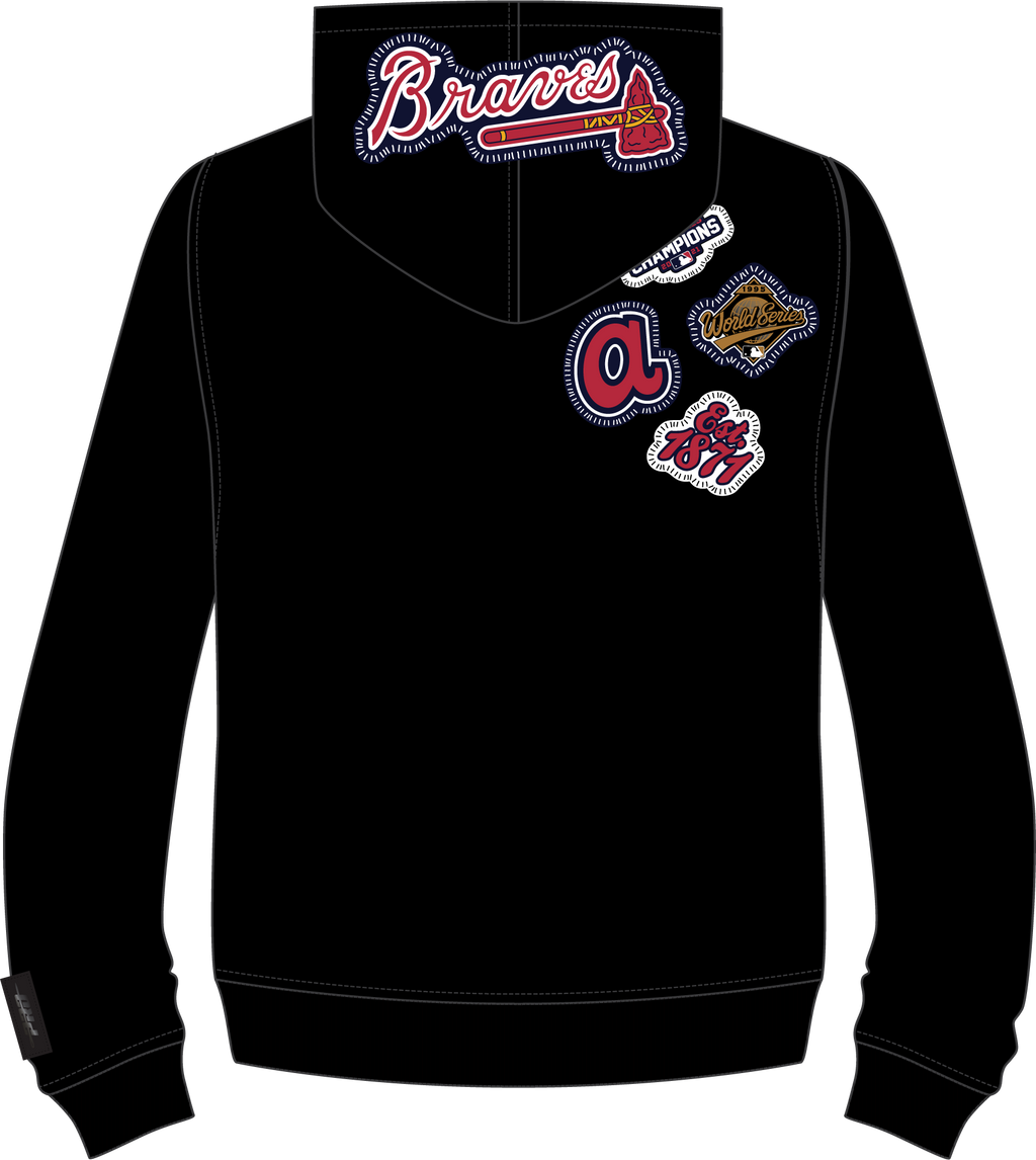 MLB ATLANTA BRAVES DIY PICK STITCH CHANDAIL À CAPUCHON EN MAILLE DOUBLE POUR HOMME (NOIR)