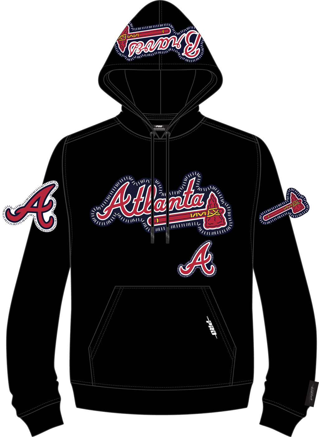 MLB ATLANTA BRAVES DIY PICK STITCH CHANDAIL À CAPUCHON EN MAILLE DOUBLE POUR HOMME (NOIR)