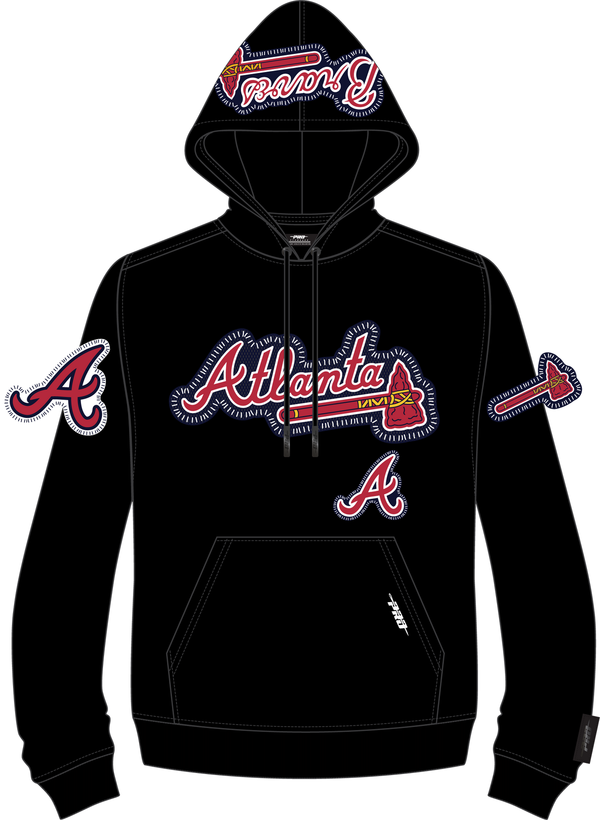 MLB ATLANTA BRAVES DIY PICK STITCH CHANDAIL À CAPUCHON EN MAILLE DOUBLE POUR HOMME (NOIR)