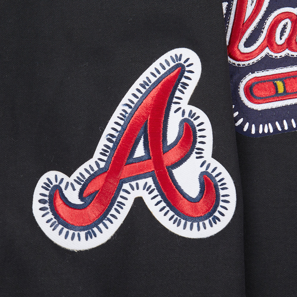 MLB ATLANTA BRAVES DIY PICK STITCH CHANDAIL À CAPUCHON EN MAILLE DOUBLE POUR HOMME (NOIR)