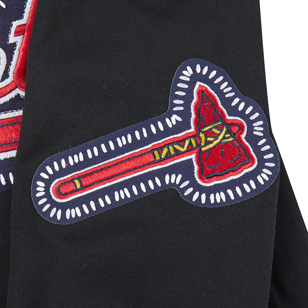 MLB ATLANTA BRAVES DIY PICK STITCH CHANDAIL À CAPUCHON EN MAILLE DOUBLE POUR HOMME (NOIR)