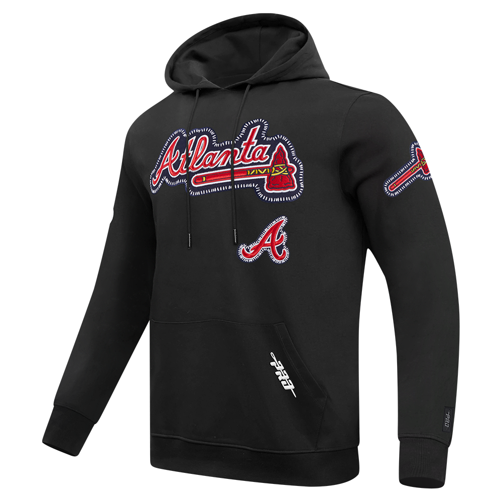 MLB ATLANTA BRAVES DIY PICK STITCH CHANDAIL À CAPUCHON EN MAILLE DOUBLE POUR HOMME (NOIR)
