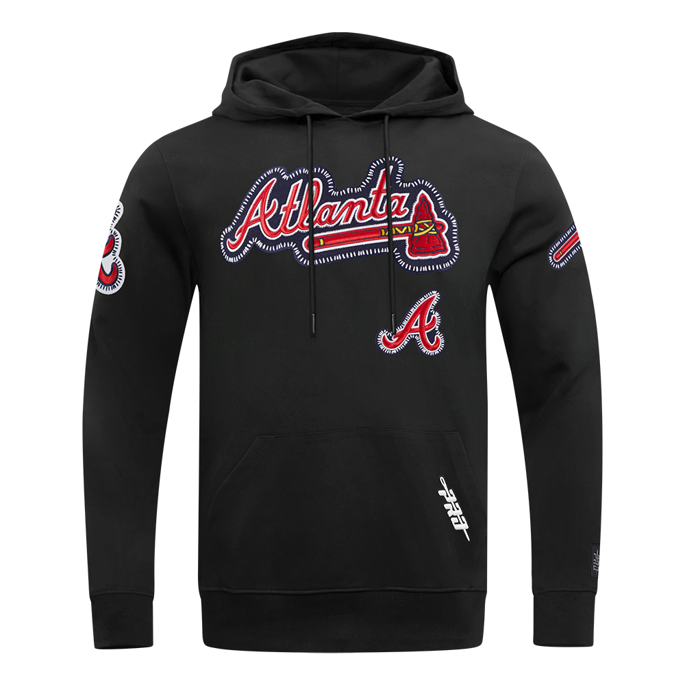 MLB ATLANTA BRAVES DIY PICK STITCH CHANDAIL À CAPUCHON EN MAILLE DOUBLE POUR HOMME (NOIR)
