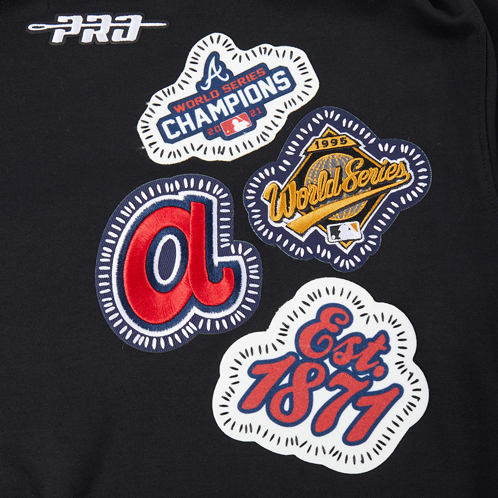 MLB ATLANTA BRAVES DIY PICK STITCH CHANDAIL À CAPUCHON EN MAILLE DOUBLE POUR HOMME (NOIR)