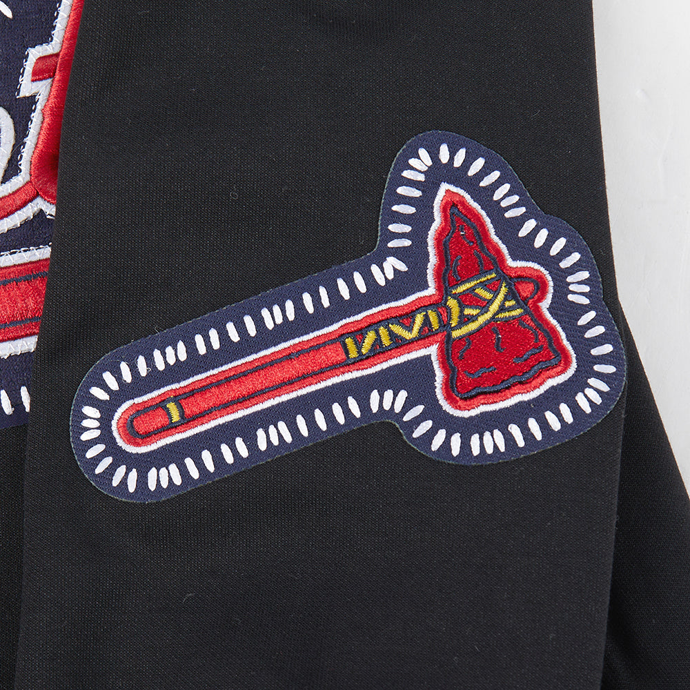 MLB ATLANTA BRAVES DIY PICK STITCH CHANDAIL À CAPUCHON EN MAILLE DOUBLE POUR HOMME (NOIR)