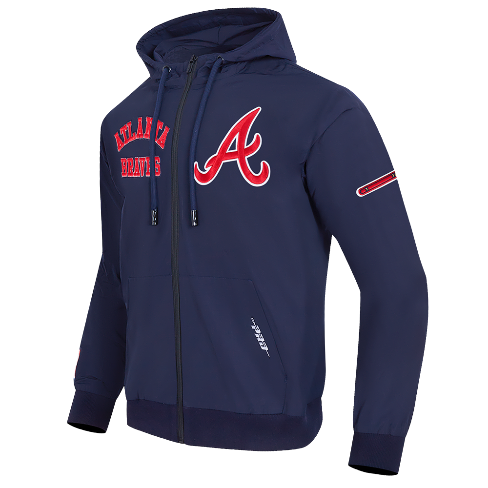 MLB ATLANTA BRAVES CLASSIC WIND SUIT MEN'S WOVEN FZ PO HOODIE (MIDNIGHT NAVY)