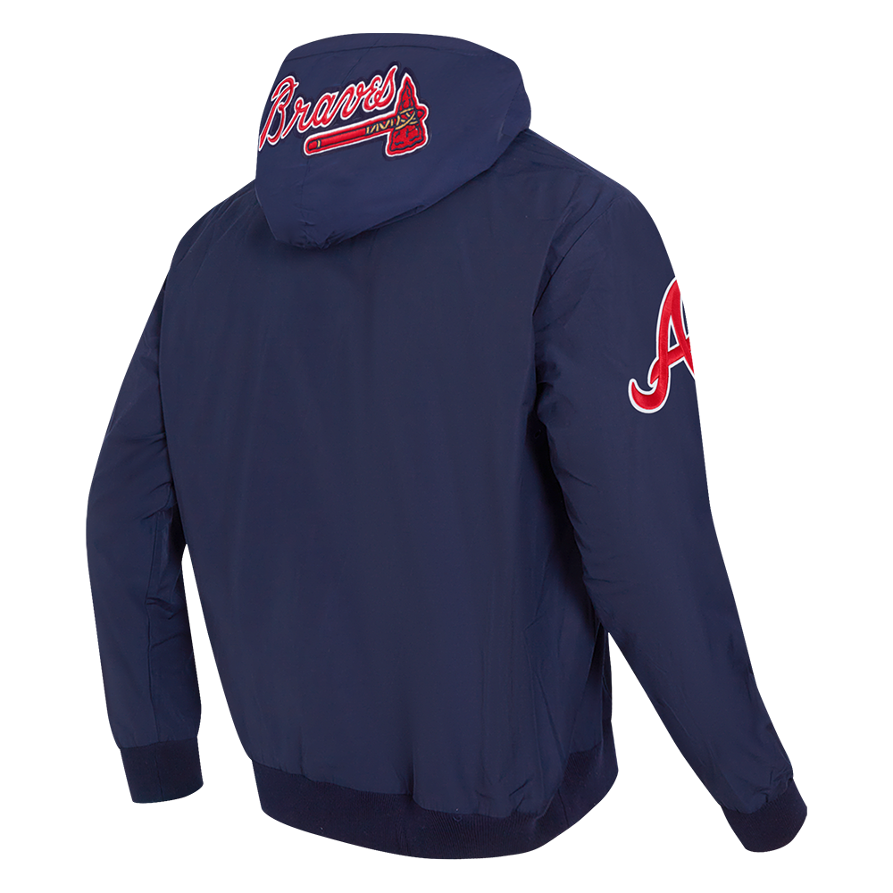 MLB ATLANTA BRAVES CLASSIC WIND SUIT MEN'S WOVEN FZ PO HOODIE (MIDNIGHT NAVY)