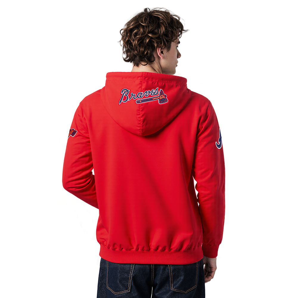 MLB ATLANTA BRAVES CLASSIC WIND SUIT CHANDAIL À CAPUCHON TISSÉ À GLISSIÈRE POUR HOMME (ROUGE)
