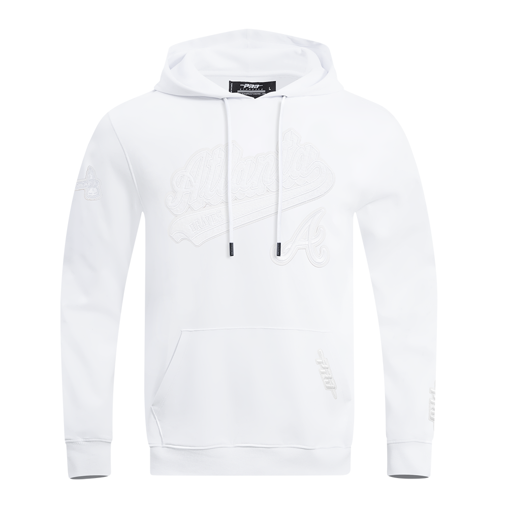 MLB ATLANTA BRAVES WHITE OUT CHANDAIL À CAPUCHON EN MAILLE DOUBLE POUR HOMME (BLANC)