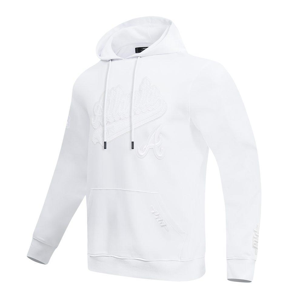 MLB ATLANTA BRAVES WHITE OUT CHANDAIL À CAPUCHON EN MAILLE DOUBLE POUR HOMME (BLANC)