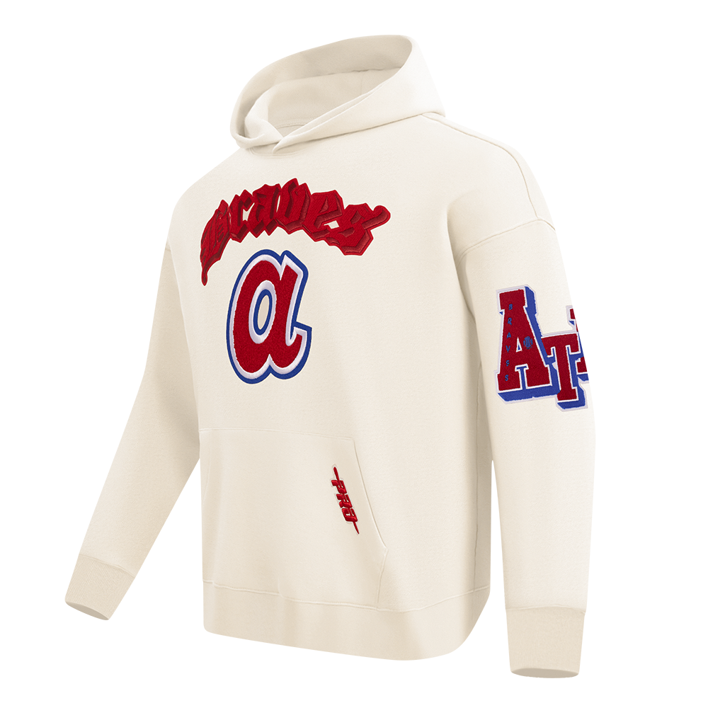 MLB ATLANTA BRAVES BEST OF MEN'S DROP SHOULDER FLC PO HOODIE (EGGSHELL)