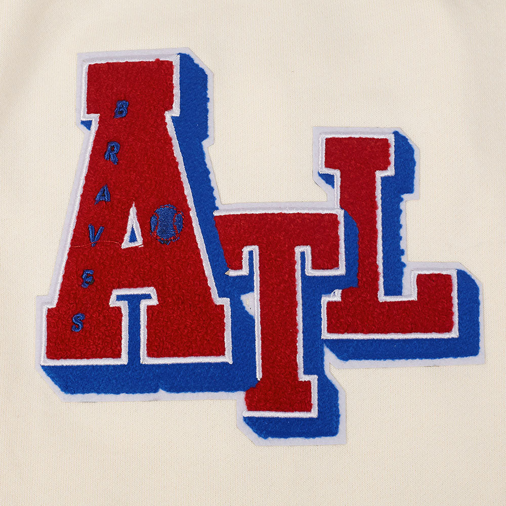 MLB ATLANTA BRAVES BEST OF MEN'S DROP SHOULDER FLC PO HOODIE (EGGSHELL)
