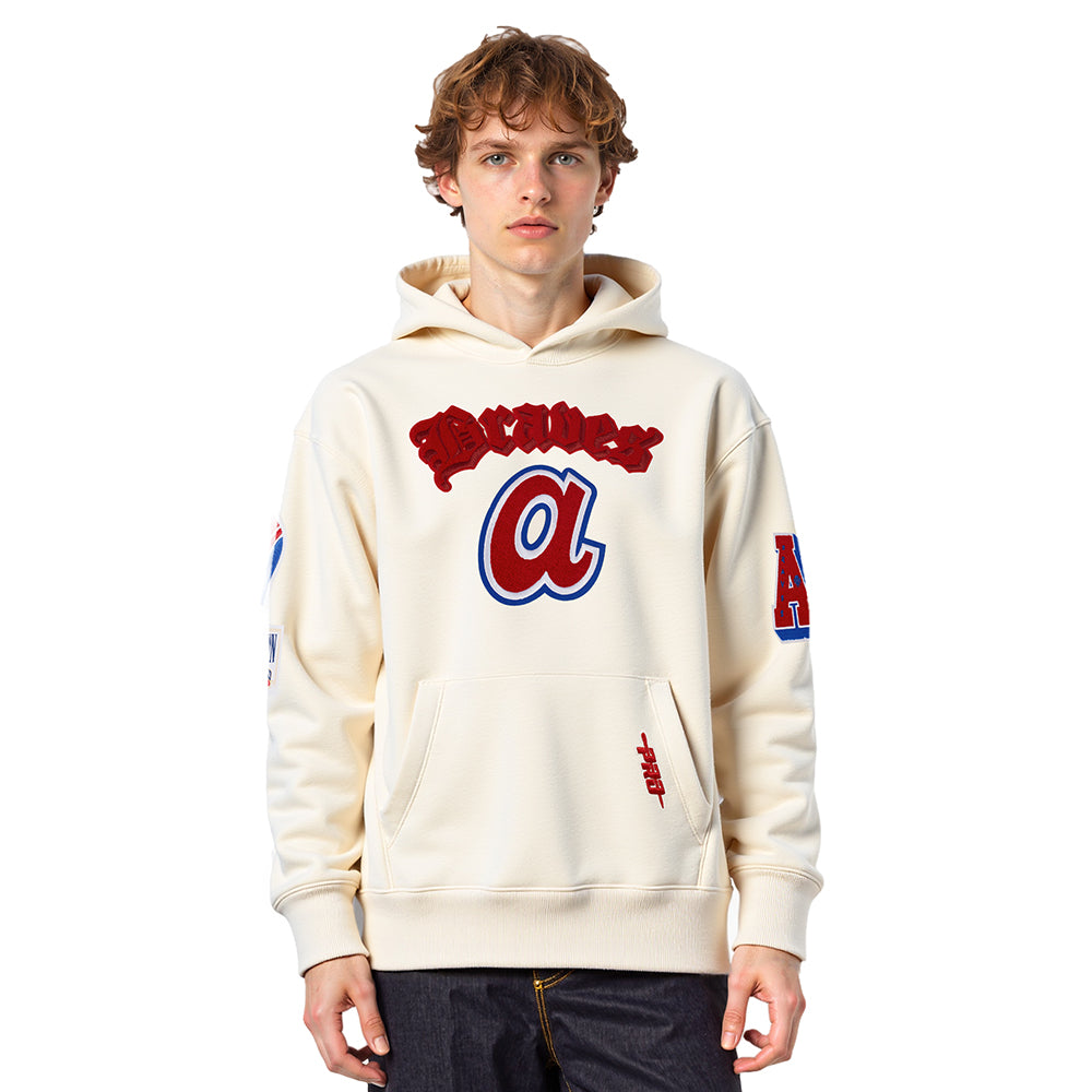 MLB ATLANTA BRAVES BEST OF CHANDAIL À CAPUCHON EN MOLLETON À ÉPAULES TOMBANTES POUR HOMME (COQUILLE D'ŒUF)