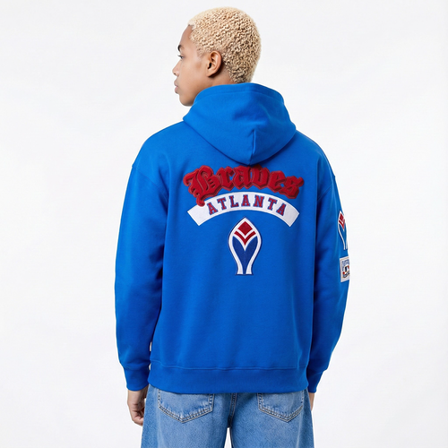 MLB ATLANTA BRAVES BEST OF CHANDAIL À CAPUCHON EN MOLLETON À ÉPAULES TOMBANTES POUR HOMME (BLEU ROYAL)