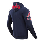 MLB ATLANTA BRAVES CLASSIC CHENILLE MEN'S PULLOVER HOODIE (MIDNIGHT NAVY)