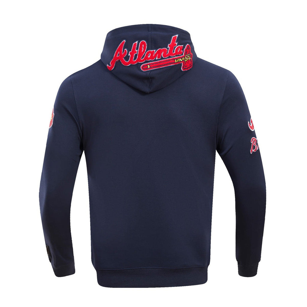 MLB ATLANTA BRAVES CLASSIC CHENILLE MEN'S PULLOVER HOODIE (MIDNIGHT NAVY)