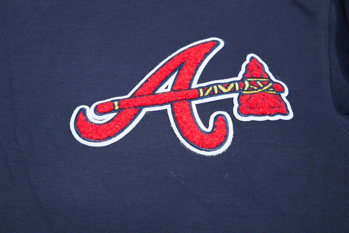 MLB ATLANTA BRAVES CLASSIC CHENILLE MEN'S PULLOVER HOODIE (MIDNIGHT NAVY)