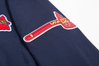 MLB ATLANTA BRAVES CLASSIC CHENILLE MEN'S PULLOVER HOODIE (MIDNIGHT NAVY)