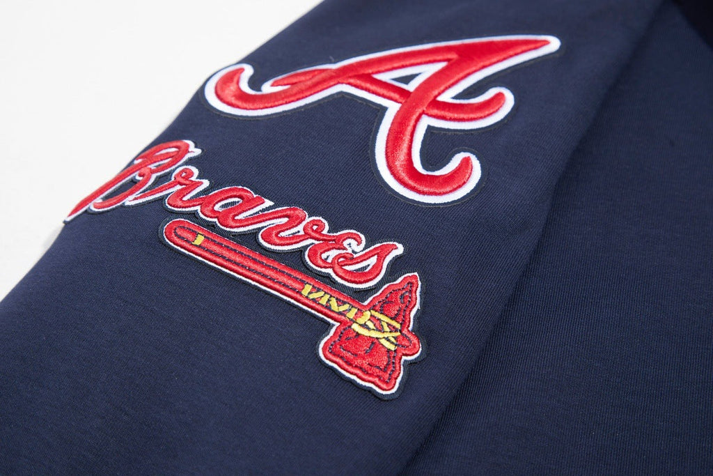 MLB ATLANTA BRAVES CLASSIC CHENILLE MEN'S PULLOVER HOODIE (MIDNIGHT NAVY)