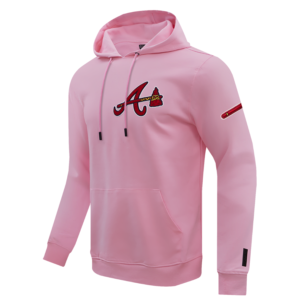 MLB ATLANTA BRAVES CLASSIC CHENILLE MEN'S PULLOVER HOODIE (PINK)