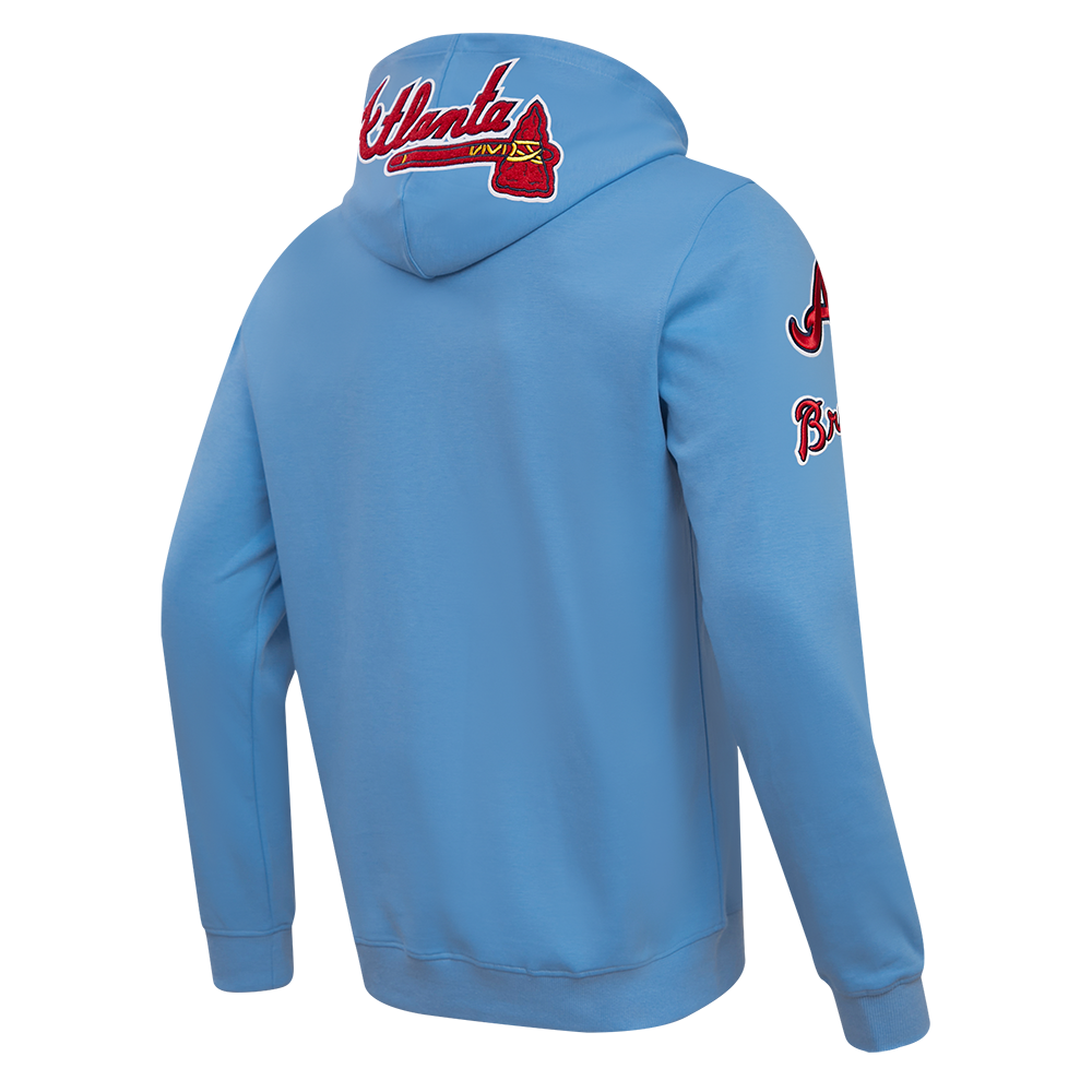MLB ATLANTA BRAVES CLASSIC CHENILLE MEN'S PULLOVER HOODIE (UNIVERSITY BLUE)