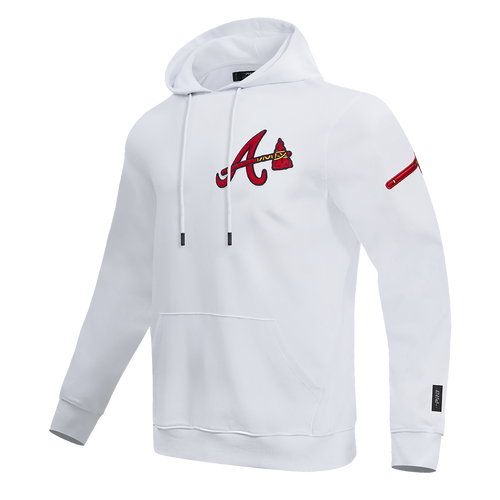 MLB ATLANTA BRAVES CLASSIC CHENILLE MEN'S PULLOVER HOODIE (WHITE)
